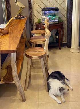 原木款台桌商66785用清吧吧酒吧长条台家用客厅吧隔断吧吧台桌休