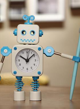 金属孩变形机GHI器人创学生可爱儿童通时尚男意孩女静卡音床头闹