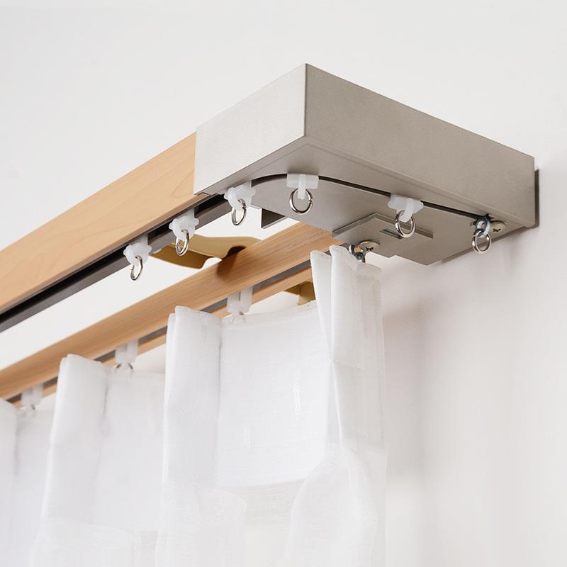 ft简仿窗帘盒窗帘轨道仿实木双侧装帘杆明装轨约滑道5窗F87J9HT8