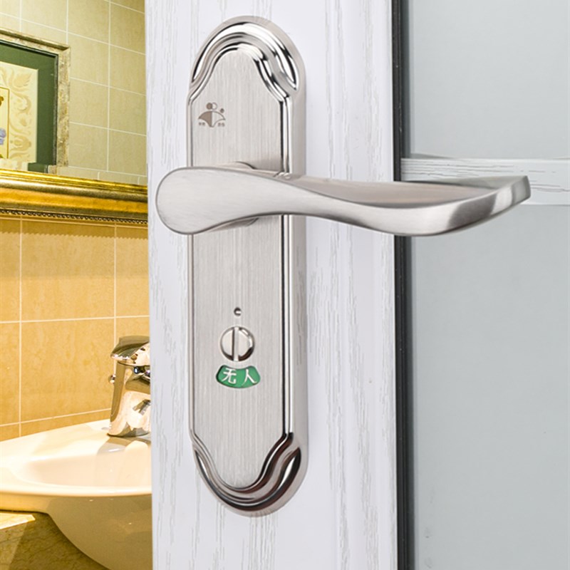 卫生间门锁家用钛铝合金锁具厕所通用型单舌浴室洗手间玻璃门