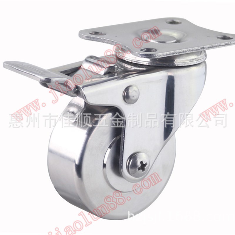 SUS304全不锈钢脚轮全刹2寸轻型全不锈钢脚轮江苏不锈钢轮