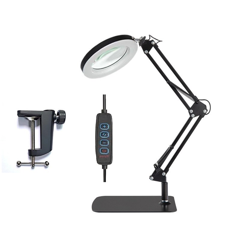 台式放大镜带灯10倍高清老人阅读电路板维修用台灯焊接焊锡工作台