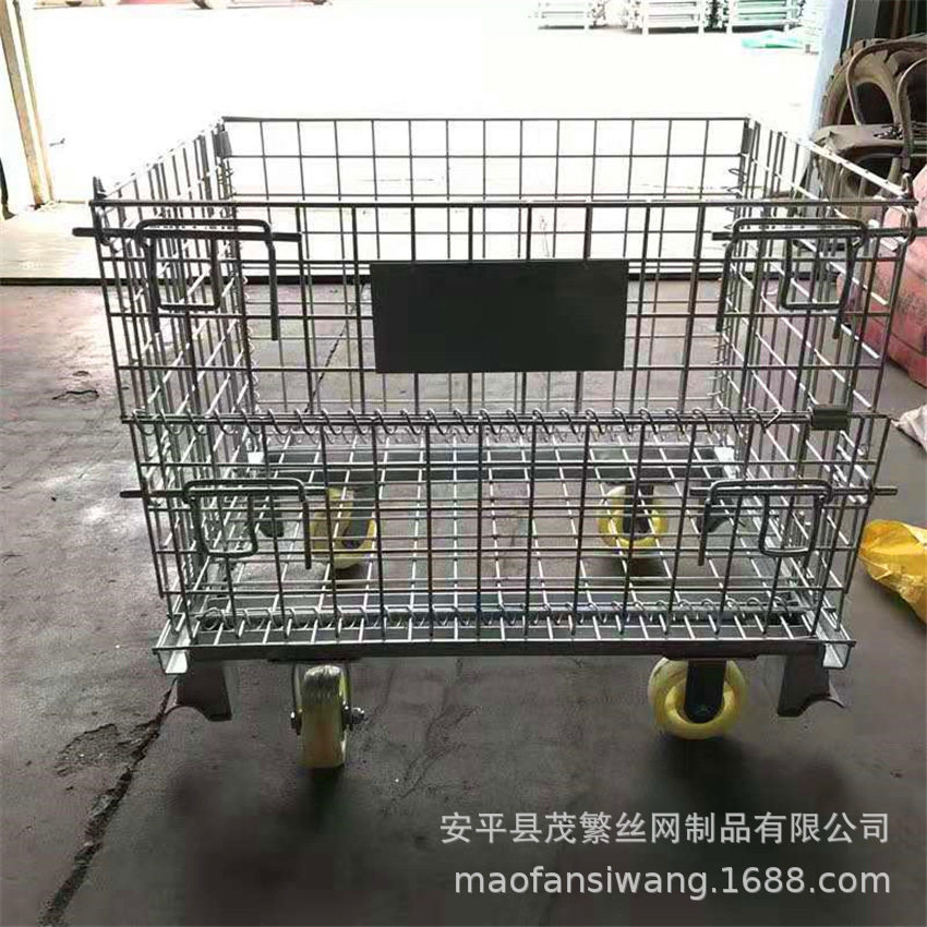 仓储笼铁框现货折叠式铁筐蝴蝶笼金属周转箱堆垛箱仓库笼料箱厂家