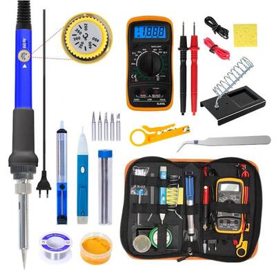 15pcs恒温电烙铁套装110V/220V/60W/调温烙铁大功率维修焊接工具