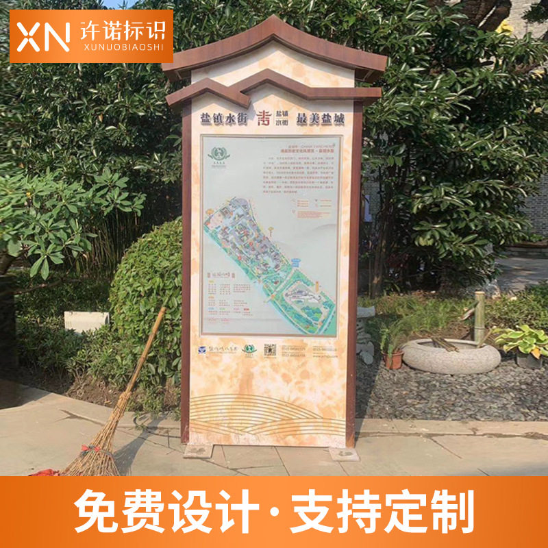 【精神堡垒】古镇景区不锈钢中式复古导视牌美丽乡村宣传标识牌
