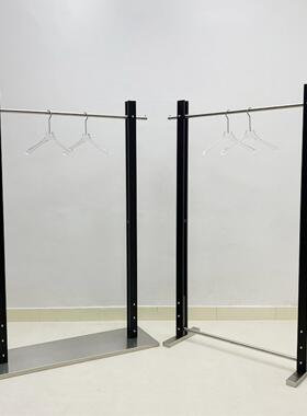 服装店展示架不锈钢黑色烤漆中岛架女装店落地陈列架简约挂衣架子