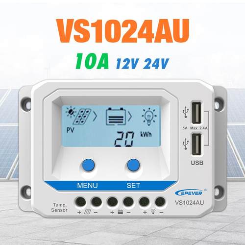 EPEVER太阳能控制器10A12V/24VLCD液晶屏显示双USB插口VS1024AU