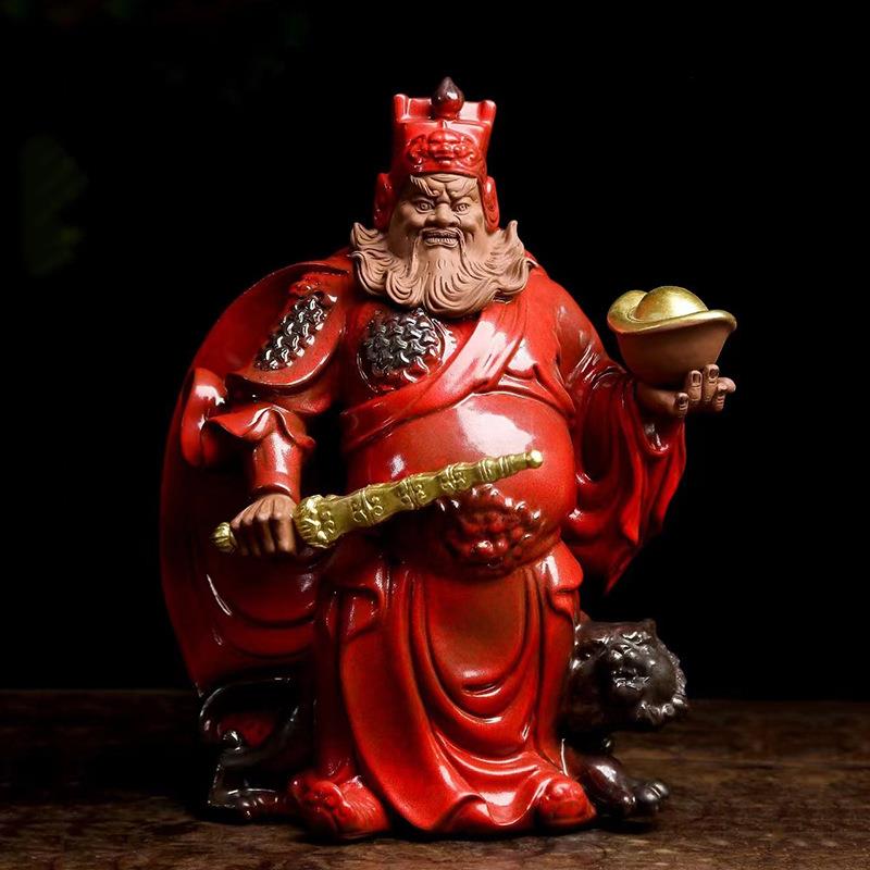 德化陶瓷曾国清赵公明骑虎武财神像摆件招财纳福供奉家居装饰摆设