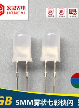 F5MM七彩快闪雾状磨纱发光二极管RGB自闪LED灯珠