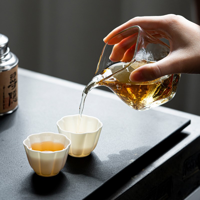 日式加厚耐热玻璃四方公杯高硼硅品质茶海匀杯透明茶器茶道配件