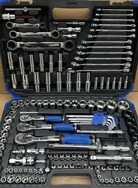 2修16件车工修具套装汽维修汽车套筒65438扳手轮组套棘快速扳手组