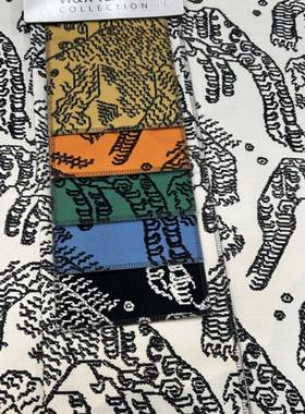 印花黑料白FMP几案面宽幅黑白印花布黑何白图案沙图发布料