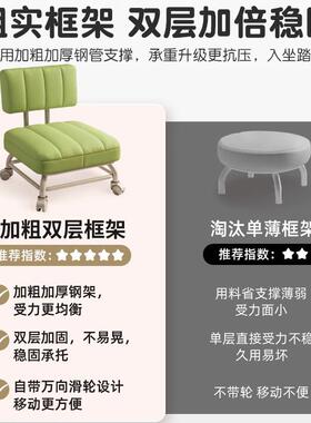 万明峥家具厂OYV小滑移动凳子轮家用靠背小椅子向轮软包方凳客厅