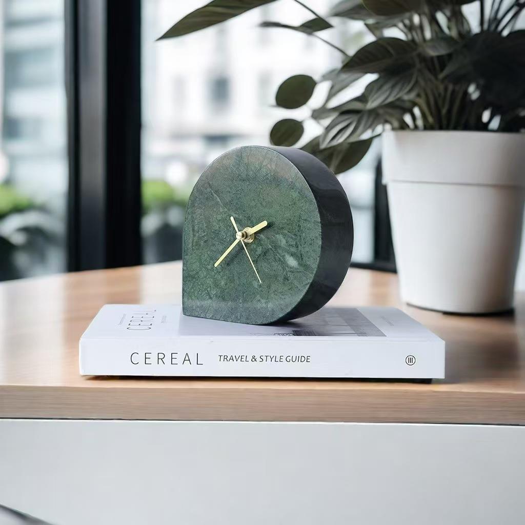 现代约轻奢创意大理石钟时摆件50394客厅简电视柜钟玄关桌面座家