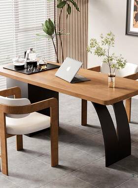 实木阳台茶桌办公桌一体简现约代小茶户型客AOZ泡茶厅台盘电茶炉