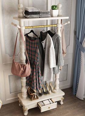 RYW易欧式衣实木挂衣架简落地式卧架室家用门后美式主卧复古衣帽