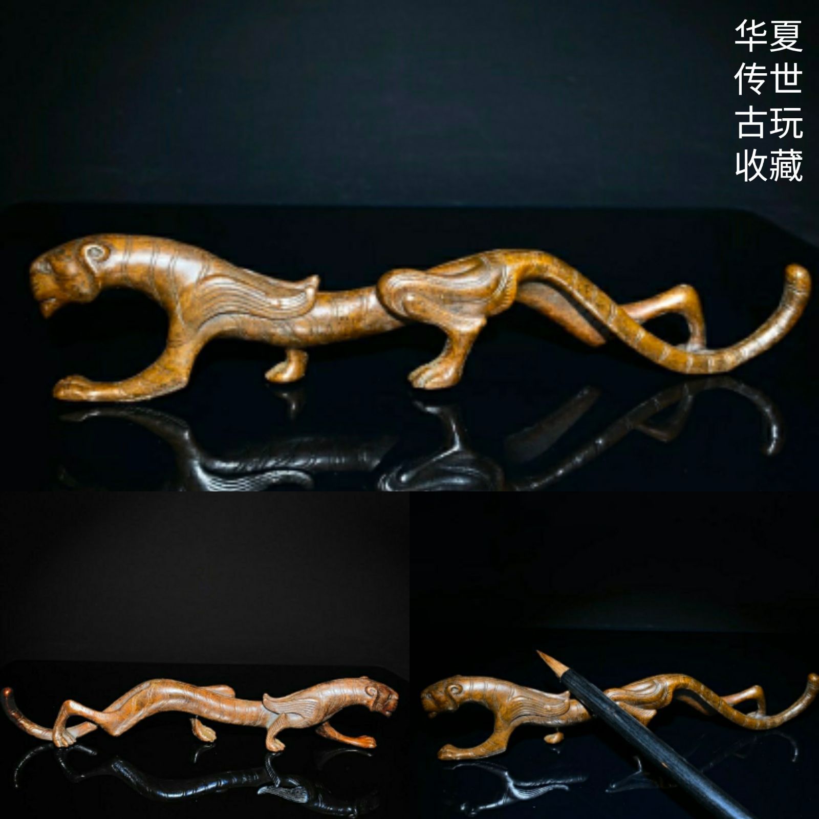 实心铜仿小件白虎铜雕茶宠摆件