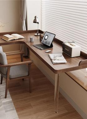 全实木角转飘窗书桌亚克力拐角L型浮悬电脑桌卧室GGF学家用儿童习