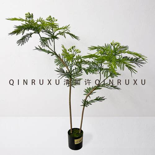 仿真植物客盆栽层蕨类盆景中式绿双植厅落叶地装饰摆件文新双层叶