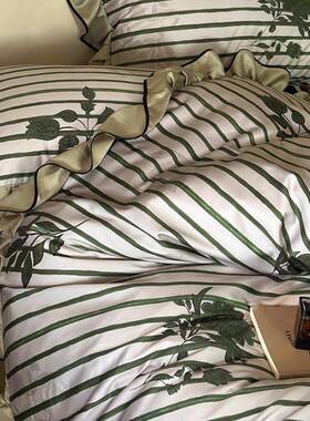 100s长棉码四件套纯全棉RBY被套床单棉美式复古花卉床上绒用品数