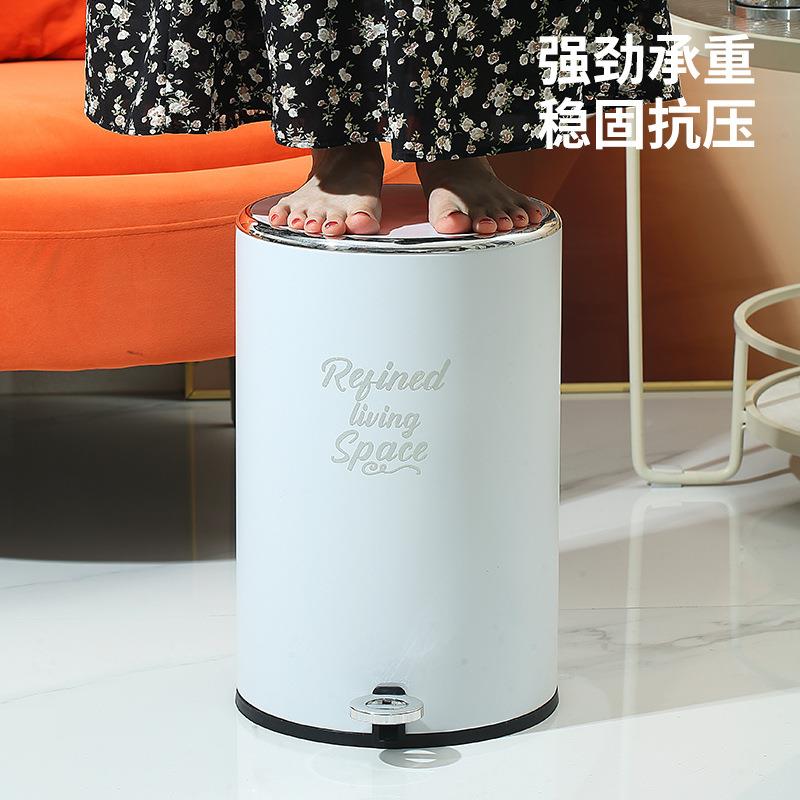 款新圆形平盖垃圾桶不钢厨房家用双圾层耐腐蚀69垃圾桶脚锈踩垃桶