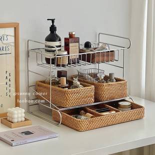 简约锈钢金属桌面多置物RPG台面物整护理层妆肤化纳