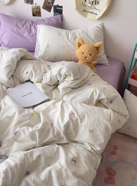 色2点KLQ点水洗棉被套150x00x30单2被罩彩床上四件套被单三件套