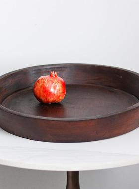 现轻售奢样板代房28916楼处客厅餐厅仿木纹水果盘摆收纳托盘软装