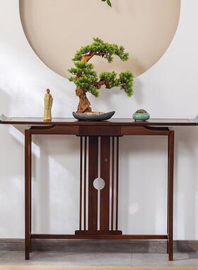 桃木轻中式实木玄关桌窄款DIJ入门玄关台复古条新案几奢胡门厅玄