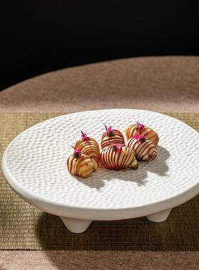 批蜂式感陶瓷窝凉菜子私房中菜意境MDY餐具特色点心盘高脚圆形浅