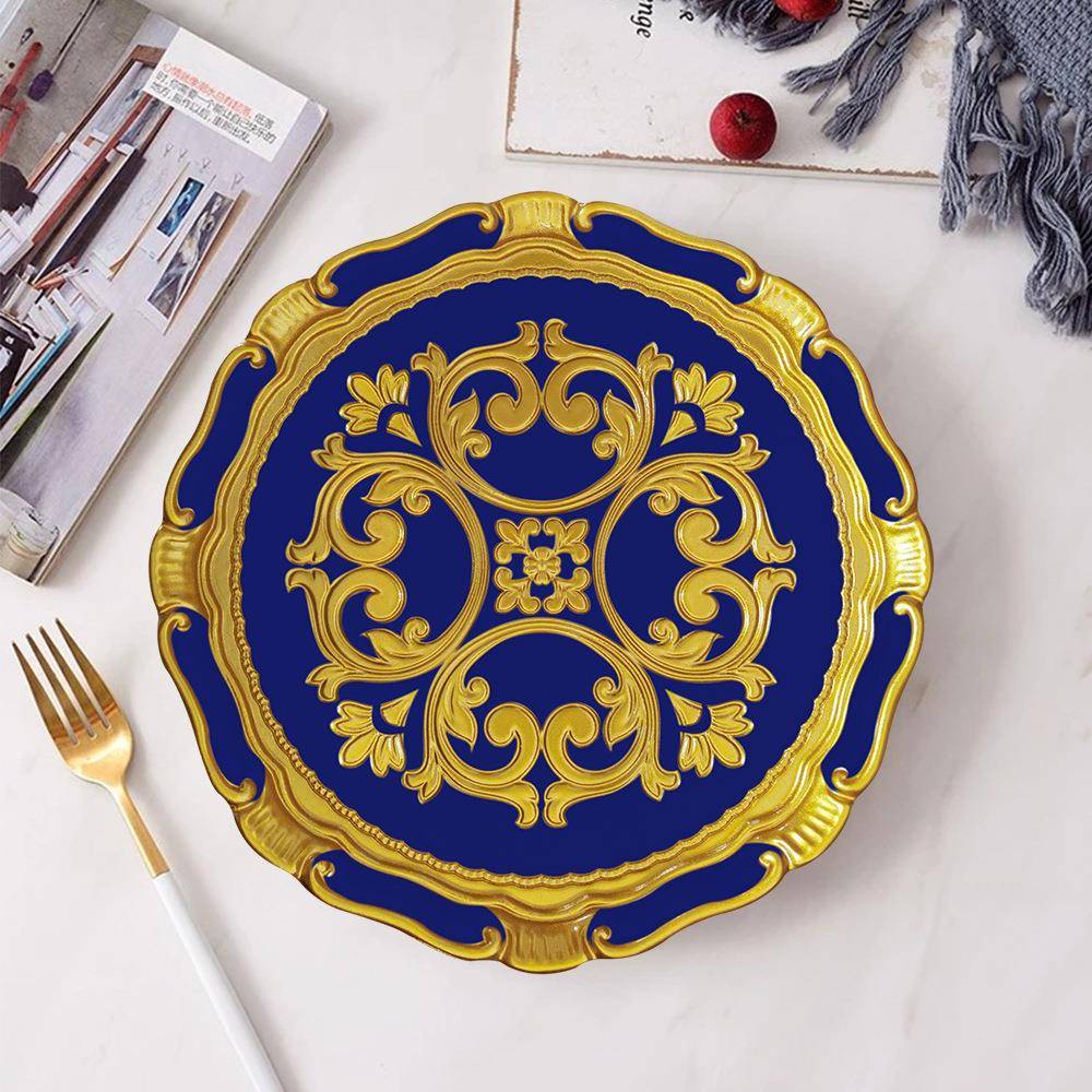 罗伦古萨典做佛旧欧圆式纯手工文艺复古花ZUG边形木托盘艺术品家