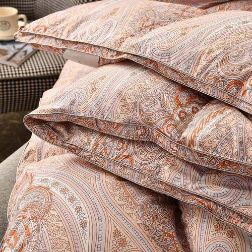 厂家绒全棉磨印花莱克体羽绒100被壳自充半毛成立品不钻绒双人