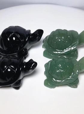 晶详咨询客黑曜石乌龟件粉水东陵玉饰长寿摆龟装摆设