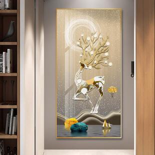 现代简玄关装饰画轻奢大CHE客厅走门廊过道挂画约气竖版进入户壁