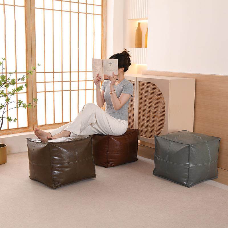 轻奢油蜡皮座垫榻榻米蒲团阳台地上免洗皮质坐垫收纳储物飘窗墩子,电子元器件市场,其它元器件,淘宝优惠券,粉丝福利购,淘宝优惠卷