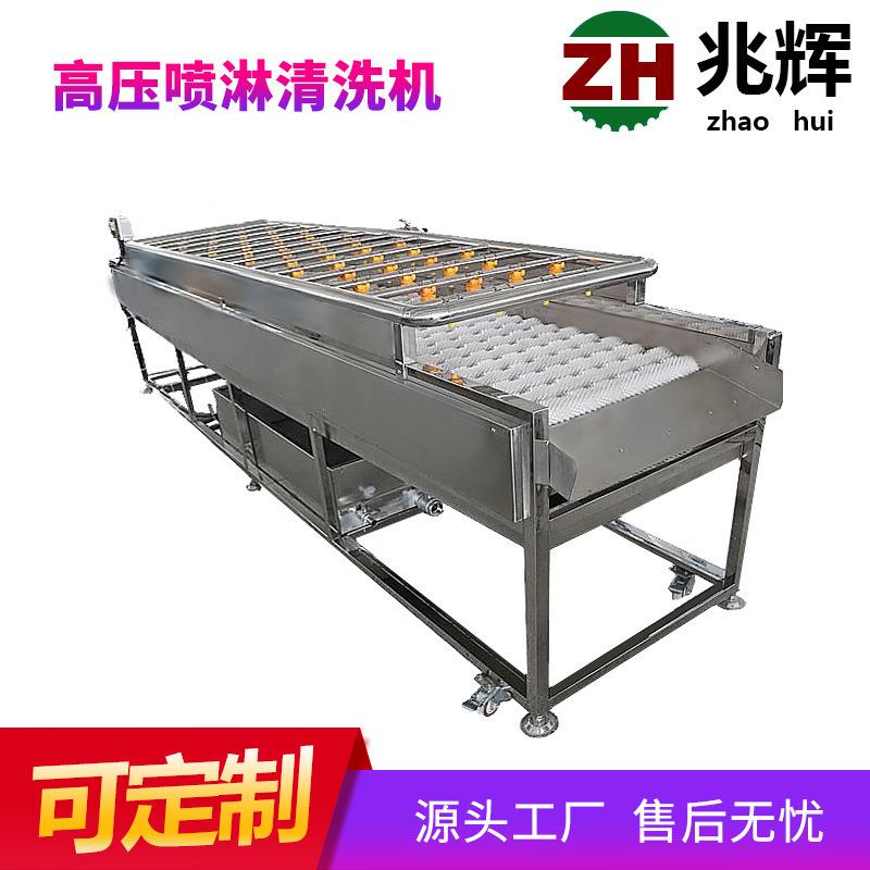 兆辉毛刷式高压喷淋清洗机圆形瓜果西红柿柠檬清洗设备