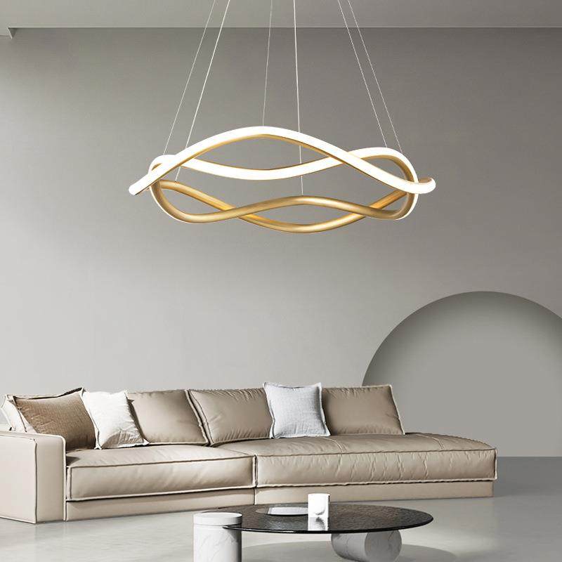 现代极简轻奢客厅吊灯北欧简约设计师样板房线条圆环波纹卧室灯具,电子元器件市场,其它元器件,淘宝优惠券,粉丝福利购,淘宝优惠卷