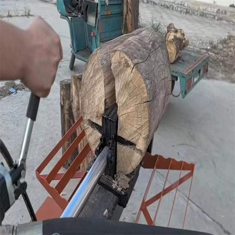 可移动25吨树墩劈柴机家商用可拖挂电动汽油劈柴机松木树根劈柴