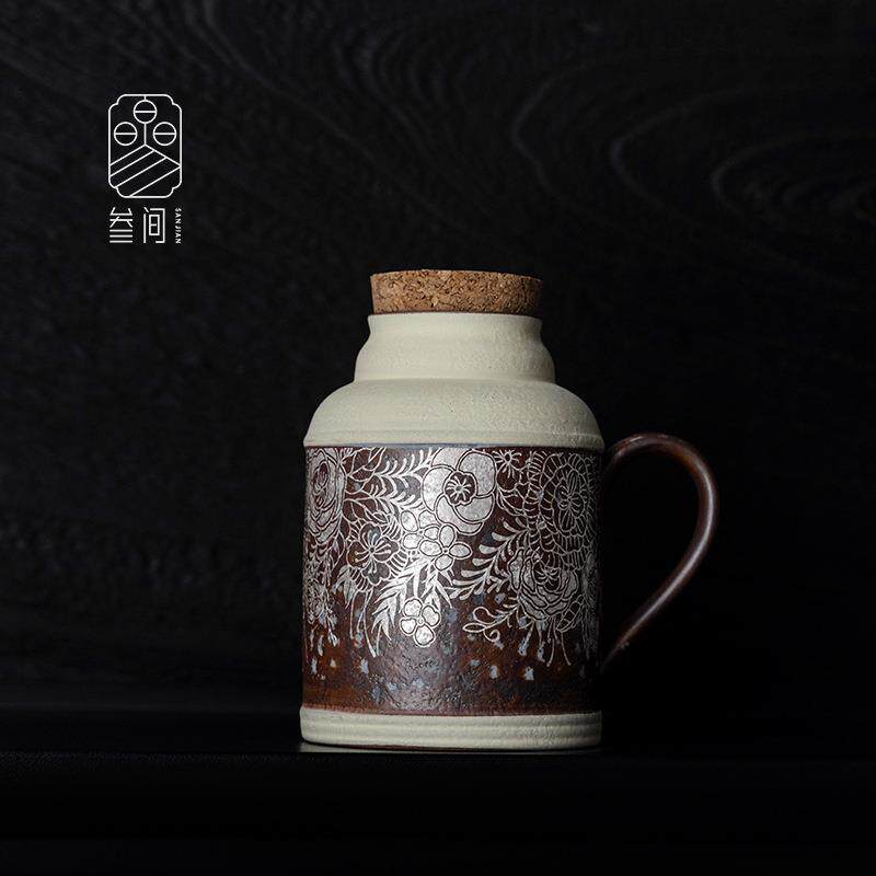 叁间老岩泥繁花小暖壶家用复古闷茶壶中式热水瓶暖手壶复古保温壶