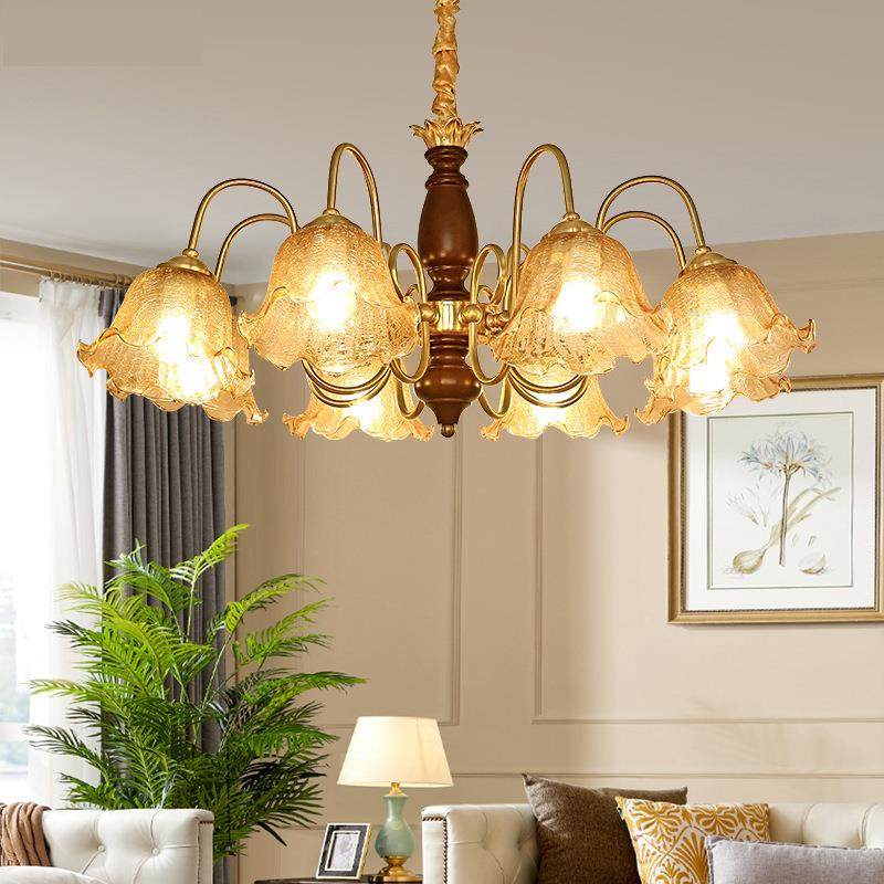 中古客厅吊灯美式复古餐厅玻璃灯饰轻奢胡桃木色主卧室花朵灯具,节庆用品/礼品,新娘配件,淘宝优惠券,粉丝福利购,淘宝优惠卷