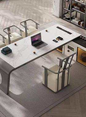 办公桌茶椅组合岩板茶台现代公XMC10285室茶桌现办代客厅茶几泡体