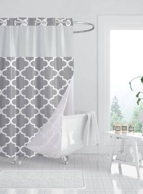 24年浴帘双浴层印浴帘干湿分离l开口大扣隔断帘防水125445花防霉