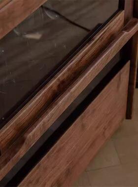 朴惠实木黑胡桃色电WUQ视功柜柜边柜示斗柜客厅展沙发立多能收纳