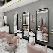 简约发店镜台单发廊网985红镜带子灯潮理挂墙面美发店镜子可定