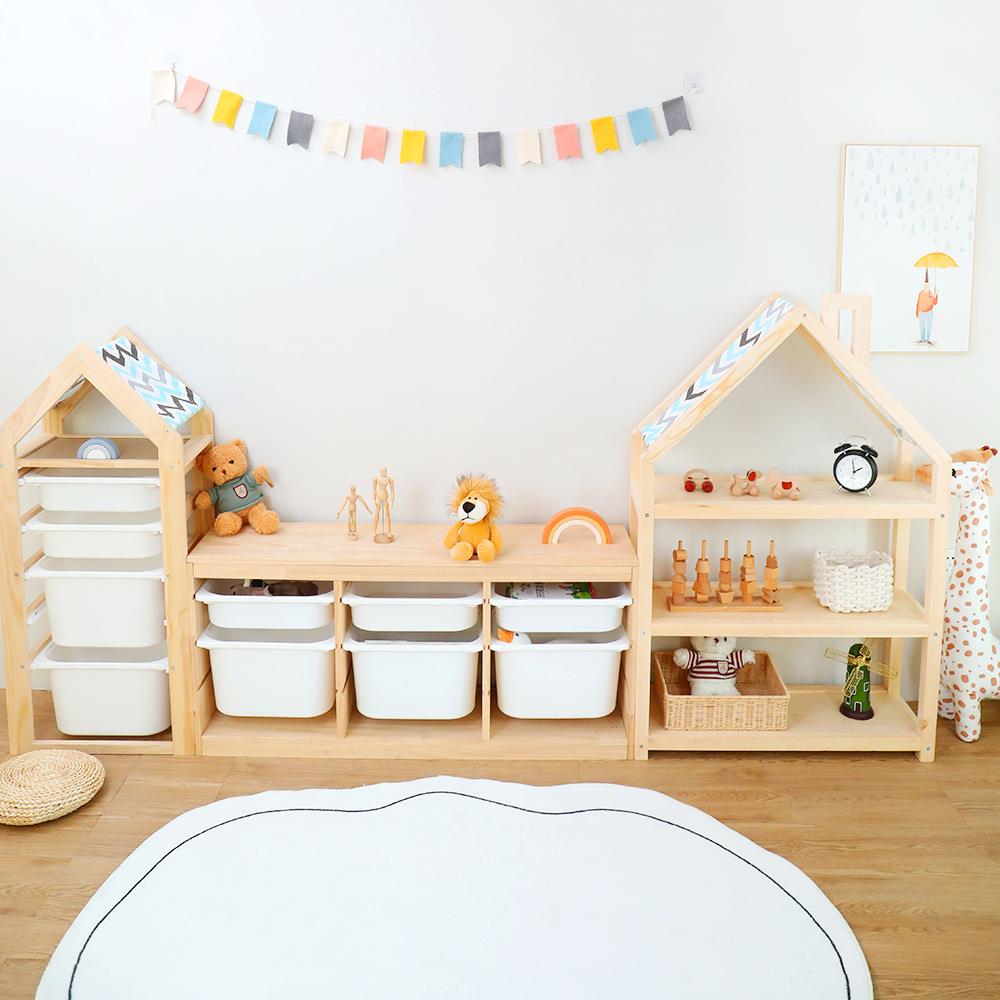 实木收儿大纳柜房组合置物架童幼儿园整理柜宝宝容量玩QLF具收纳