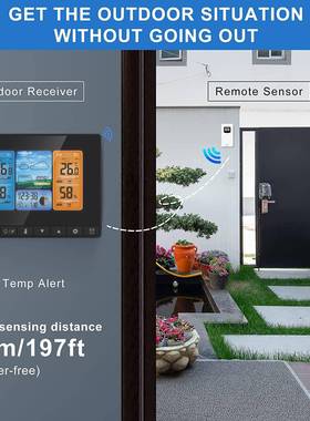 源头跨境33XBZ62黑色万电子彩屏年历内外湿度计天温气室预报气象