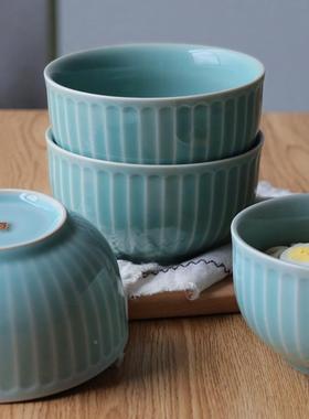 餐AWR具碗大面碗家用陶瓷汤天青碗釉粥碗米饭碗日式号手工