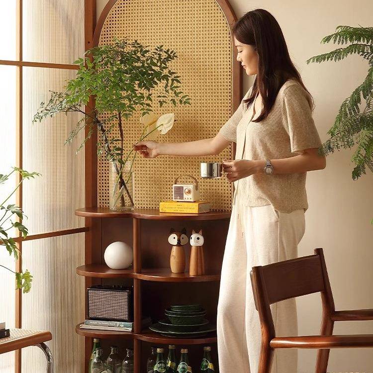 实木藤编屏风断置架可移动客物厅入户玄关ADD遮隔挡家用室花卧架