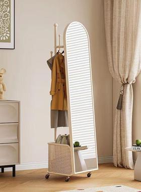 中古衣帽架带ACY镜子纳家用移卧室全身镜旋转穿镜动挂衣架收衣脏