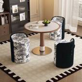 中茶古风艺梳534妆布凳金钱豹圆凳水墨画凳子家用轻奢化妆发台沙